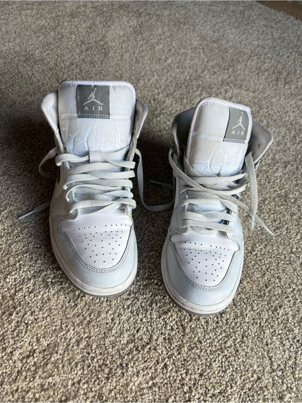 Jordan Kids White High-Top Sneakers with Gray Logo